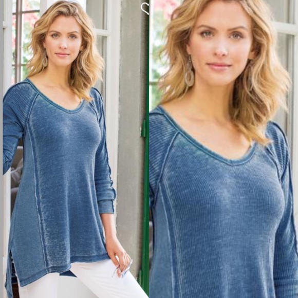 Soft Surroundings Tops - Soft Surroundings Blue Acid Wash Avery Tunic Top